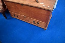 A stained pine bedding box, dimensions approx W108 D52 H59cm