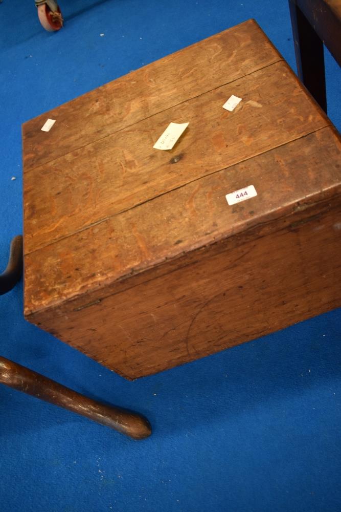 A 19th Century oak box and contents, having hinged lid, approx 45 x 40 x 36cm