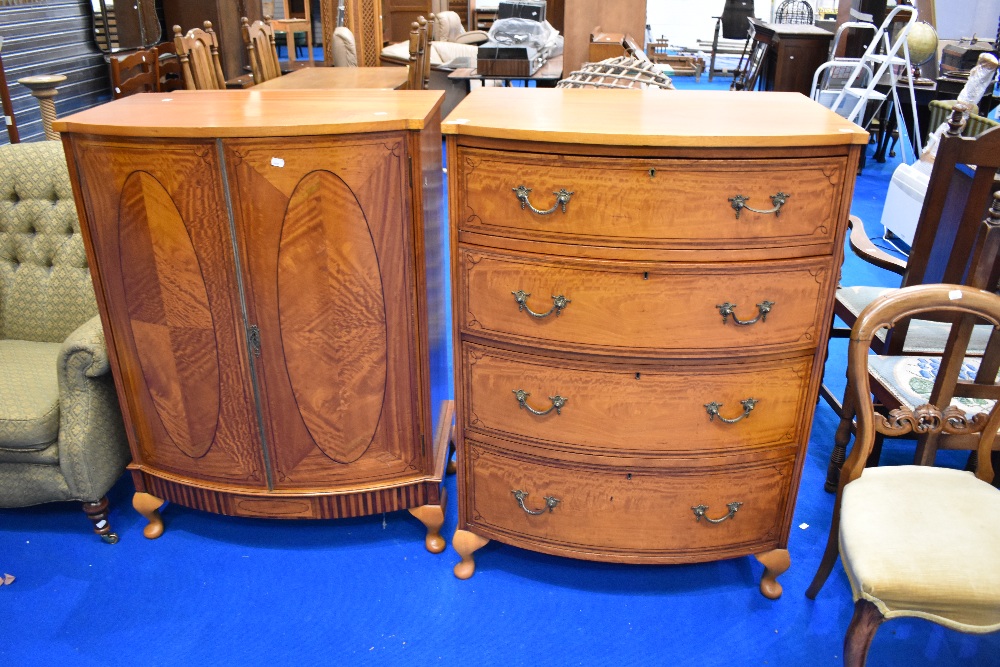 A reproduction Continental style side cabinet and chest of four drawers, width approx 83cm each