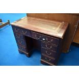 A reproduction Regency style kneehole desk, approx 91 x 50cm