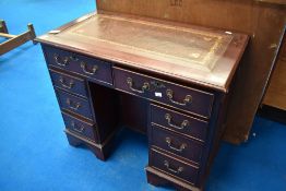A reproduction Regency style kneehole desk, approx 91 x 50cm