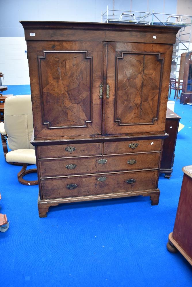 A 19th Century walnut and mahogany linen press having drawer base, width approx 127cm - Image 2 of 3