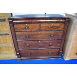 A Victorian mahogany chest lf two over three drawers, having mother of pearl escutcheons etc,