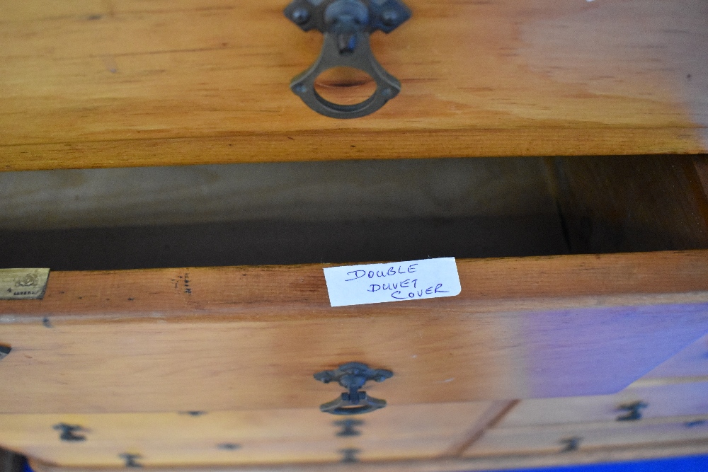 A Victorian Aesthetic style stained pine chest of drawers, possibly merchants or tailors , approx - Image 7 of 8