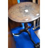 A 19th Century oak pedestal table having circular top, diameter approx 51cm