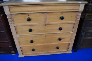 A Victorian stripped pine chest of two over three drawers, approx W125 H117cm