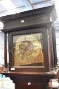 An 18th Century oak long case clock with 30hr movement and brass dial named for Wm Newby, Kendal