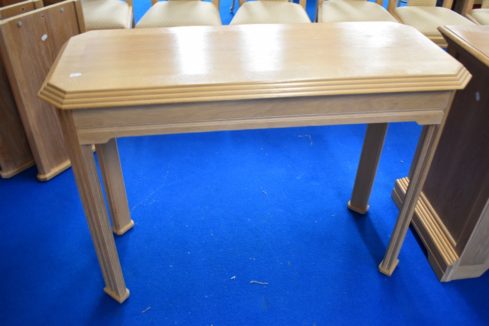 A modern lime oak effect dining room suite comprising octagonal extending dining tables, six chairs, - Image 3 of 4