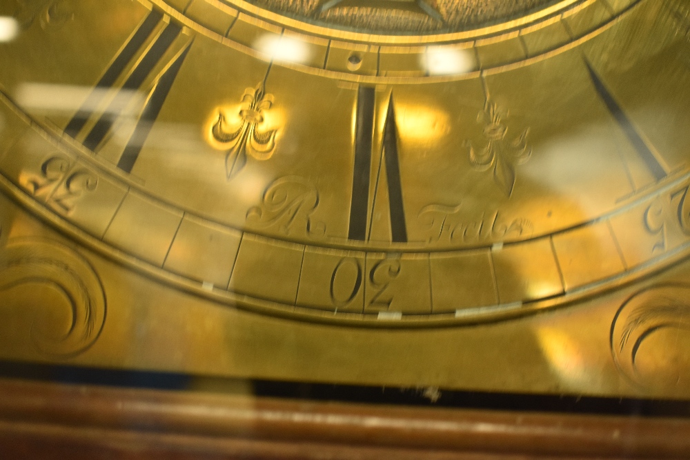 An oak and mahogany longcase clock having 18th Century 30 hour movement with brass dial named with - Image 3 of 3