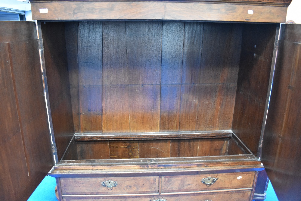 A 19th Century walnut and mahogany linen press having drawer base, width approx 127cm - Image 3 of 3