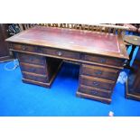 A nice qualty reproduction oak pedestal desk, by The Royal Oak Furniture Company, dimensions approx.