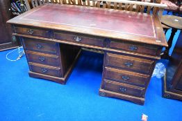 A nice qualty reproduction oak pedestal desk, by The Royal Oak Furniture Company, dimensions approx.