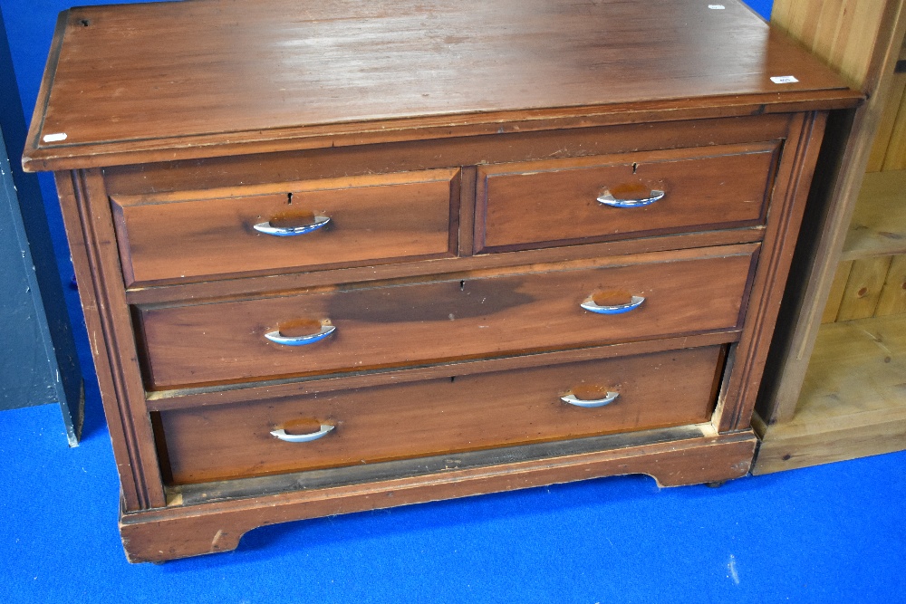 A Victorian stained bedroom chest , with later handles and adaptions, width approx. 107cm