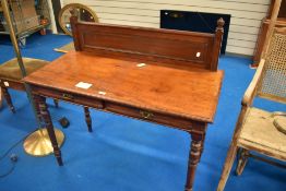 A Victorian mahogany wash stand or side table having panel back, approx 118 x 51cm