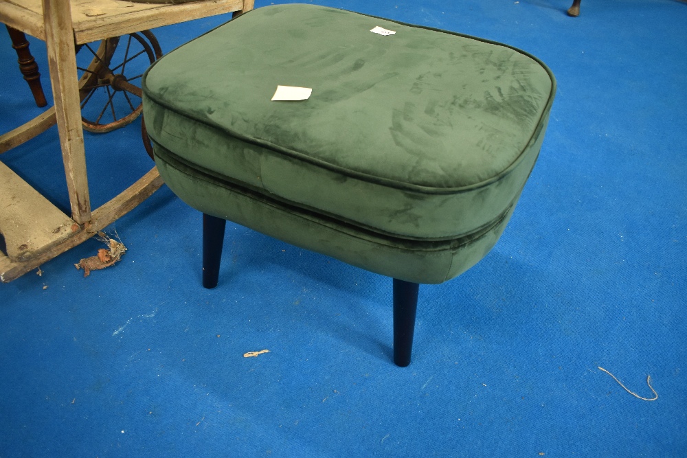A vintage green velvet dressing table or similar stool