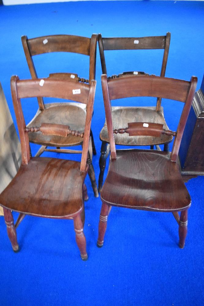 Two pairs of Victorian railback kitchen chairs