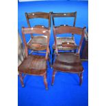 Two pairs of Victorian railback kitchen chairs