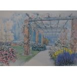 After M.Marten (20th Century), coloured print, 'Incantesimo', An Italianate garden scene, signed