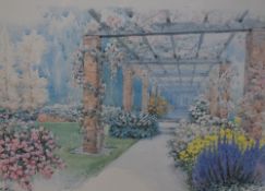 After M.Marten (20th Century), coloured print, 'Incantesimo', An Italianate garden scene, signed