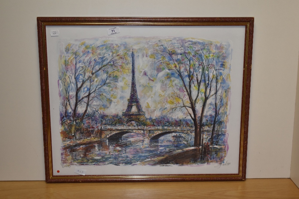 20th Century French School, mixed media, 'Paris', signed and dated '90 to the lower right, framed - Image 2 of 4