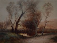 H.Nesbit (19th/20th Century, British), watercolour, Two illustrations of barren tree landscapes,