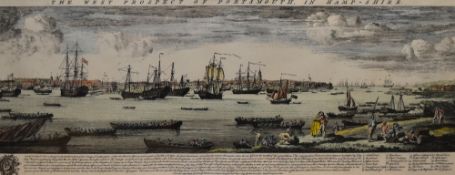 After Samuel and Nathaniel Buck (18th Century, British), hand coloured print, 'The West Prospect