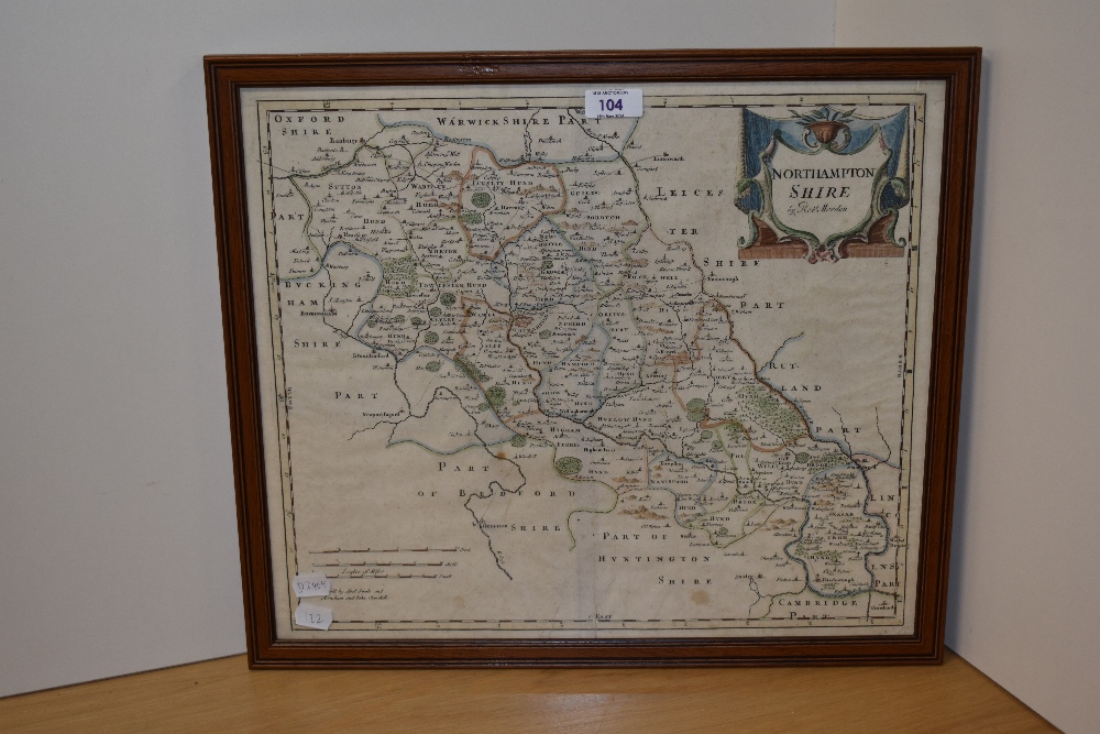 After Robert Morden (1650-1703, British cartographer), antiquarian map, 'Northamptonshire', framed - Image 2 of 3