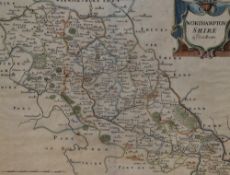 After Robert Morden (1650-1703, British cartographer), antiquarian map, 'Northamptonshire', framed