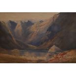 Thomas Walmsley Price (1855-1933, British), watercolour, A dramatic Scottish or Welsh mountain