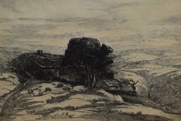 Alex F. Smith (19th/20th Century), etching, A remote landscape with farmstead and tree, signed in