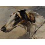 Reuben Ward Binks (1880-1950, British), watercolour, A head portrait of a Borzoi dog, signed to