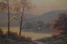 T.Wood (19th/20th Century), oil on board, Three traditional landscape depictions of countryside