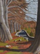 Chris Chadwick (20th Century, British), pastels, A pair of autumnal woodland studies titled 'Rusland