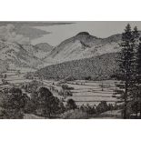 *Local Interest - After Alfred Wainwright (1907-1991, British), monochrome print, 'Borrowdale', Lake