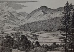 *Local Interest - After Alfred Wainwright (1907-1991, British), monochrome print, 'Borrowdale', Lake