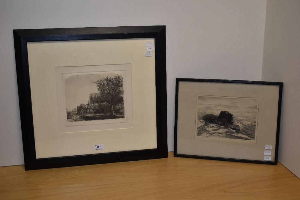 Alex F. Smith (19th/20th Century), etching, A remote landscape with farmstead and tree, signed in - Image 2 of 7