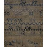 19th Century School, needlework, An alphabet sampler stitched by Catherine Ann Evans, aged 10
