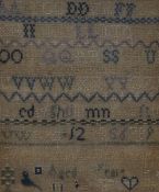19th Century School, needlework, An alphabet sampler stitched by Catherine Ann Evans, aged 10
