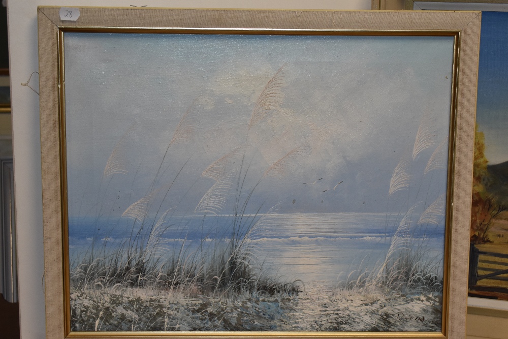 20th Century School, acrylic on canvas, An idyllic winter seascape, signed Rodin to the lower right, - Bild 3 aus 5