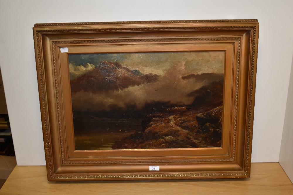 19th Century British School, oil on canvas, A dramatic Scottish Highland landscape depicting - Image 2 of 4