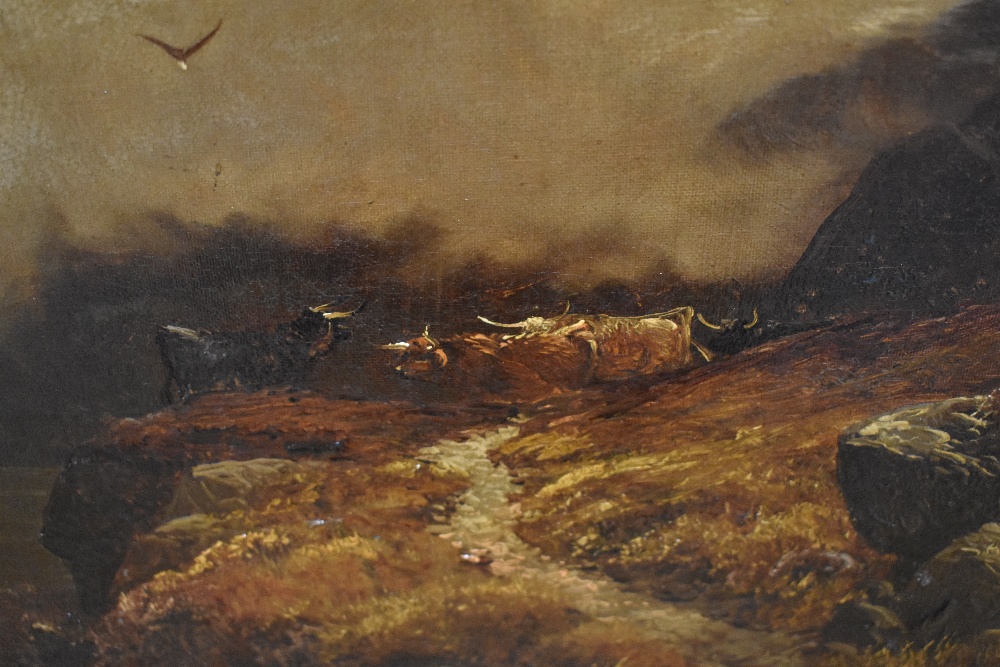 19th Century British School, oil on canvas, A dramatic Scottish Highland landscape depicting - Image 3 of 4