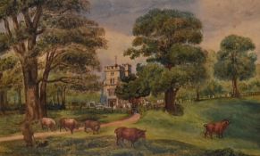 20th Century British School, watercolour, 'Holkham Sheep Shearing', signed and dated indistinctly to
