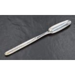 A fine and important George I silver marrow scoop, of traditional form with slender drop to the