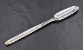 A fine and important George I silver marrow scoop, of traditional form with slender drop to the
