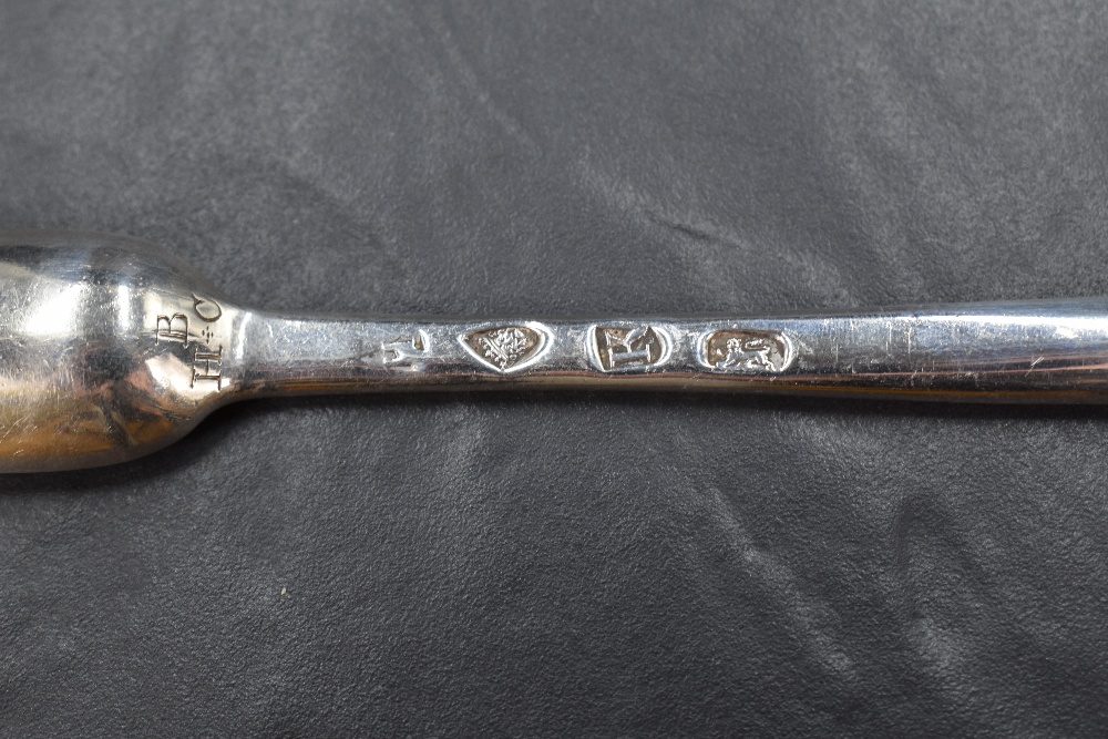 A George I silver marrow scoop, of plain traditional design with pronounced drop to the broader - Image 4 of 5