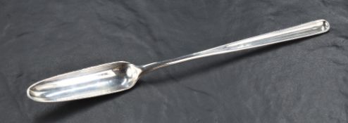 A George III silver marrow scoop, of traditional form with pronounced drop to the broad end the