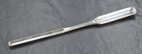 A George I silver marrow scoop, of plain traditional design with square terminals to both ends and