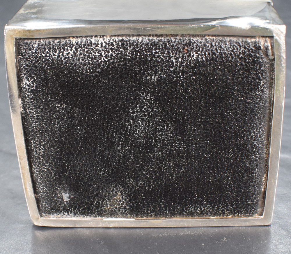 A George V silver cigarette box, of hinged rectangular form with engine-turned decoration to the - Image 9 of 9