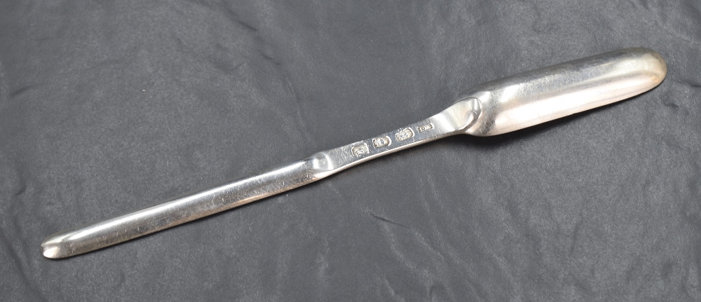 A George III silver marrow scoop, of plain traditional design with shallow drop to broader end, - Image 2 of 4