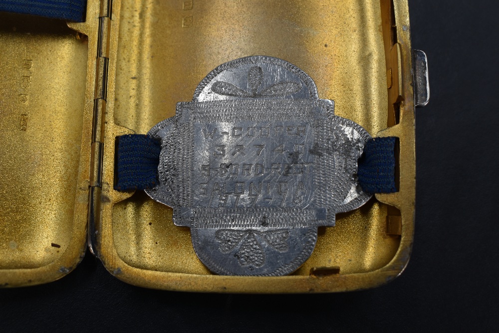A George V silver cigarette case of rounded rectangular form engraved Great War, W.C., 1914-1918 - Image 4 of 7